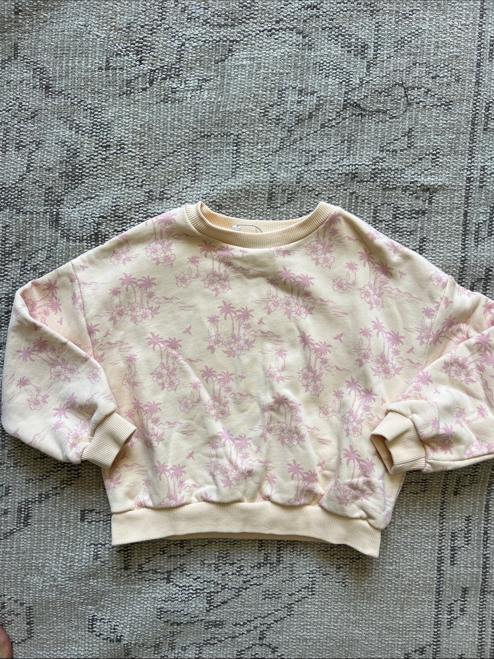 Kids Cream & Pink Tropical Print Sweatshirt